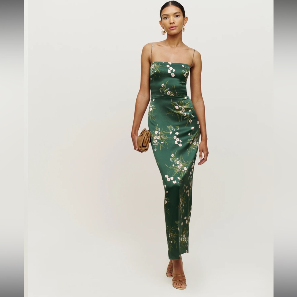 Reformation Frankie silk dress green size 6